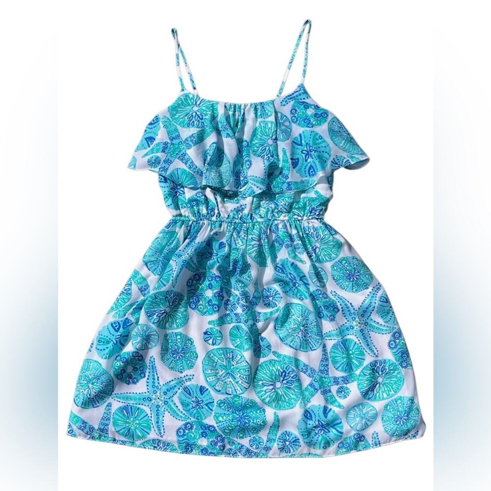 Lilly Pulitzer For You Flounce Dress Sea Urchin Starfish Sleeveless Blue LP S